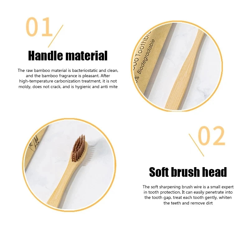 100-Pack Eco Bamboo Toothbrushes – Soft Bristles, Biodegradable & Reusable | Zero Waste Vegan Oral Care
