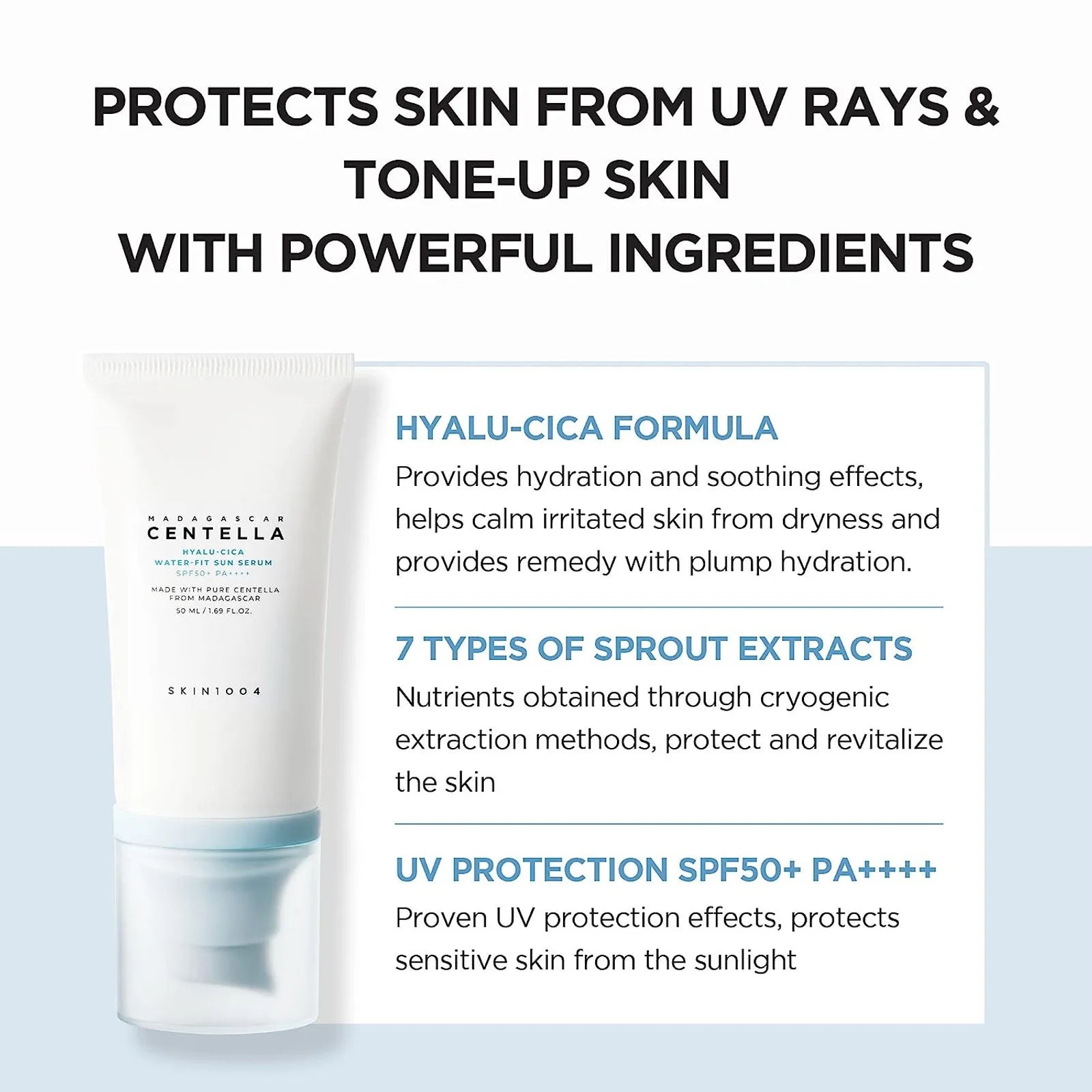 Skin1004 Hyaluronic Acid & Centella Asiatica Sun Cream – Lightweight Moisturizing SPF for Sensitive Skin