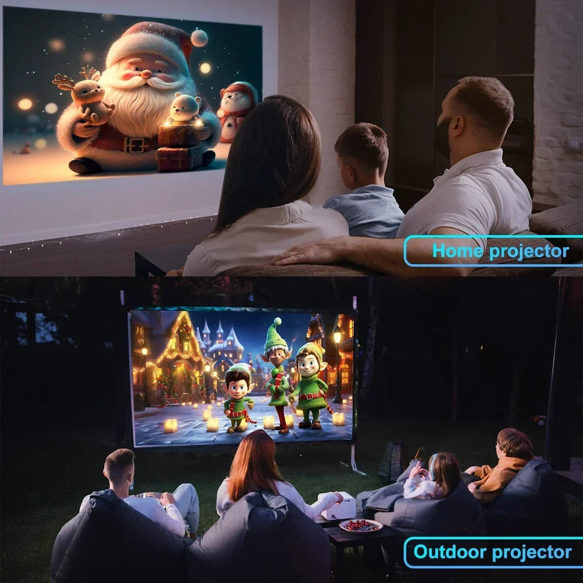 HY-320 720p Mini Android 11 Portable Projector – 300 ANSI Lumens, 4K Support, 180° Rotatable, Outdoor & Home Cinema