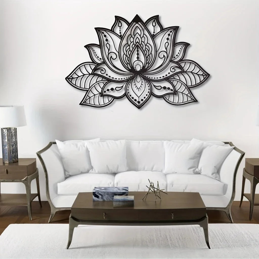 Lotus Mandala Metal Wall Art – Spiritual & Elegant Boho Decor for Home or Meditation Spaces，