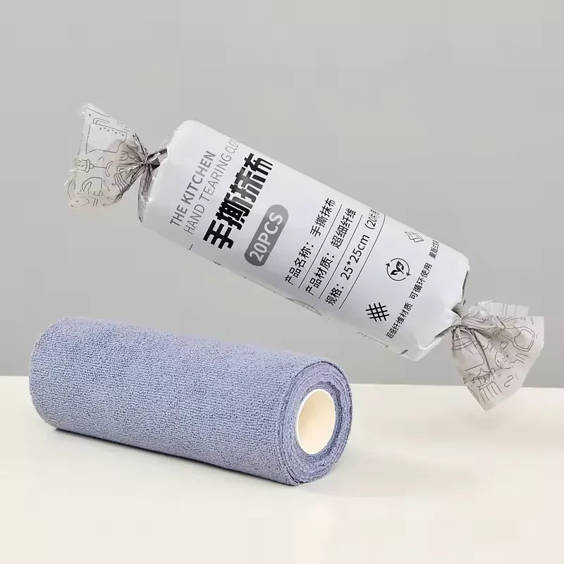 Eco Reusable Cleaning Towels – 20-Sheet Microfiber Roll for Kitchen & Home