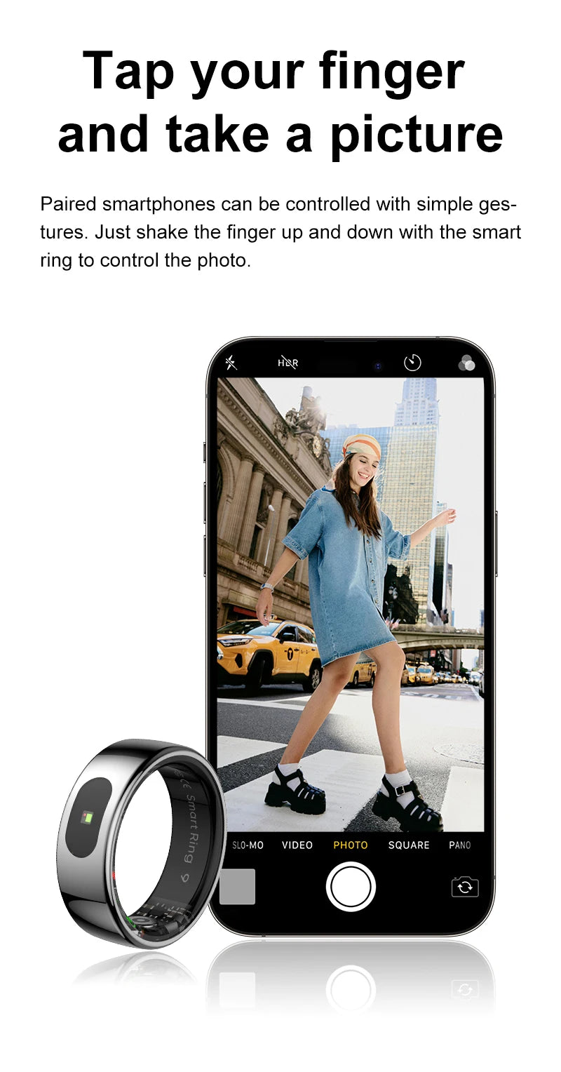 R08 Smart Ring – Touch Control, Health Monitor & Waterproof IP68, Skin Temp Tracker