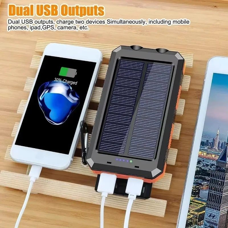 Ultra High-Capacity 200,000mAh Solar Power Bank – Dual USB, Waterproof, Built for the Wild