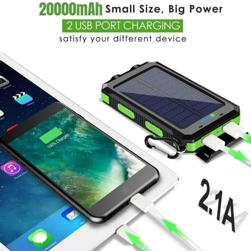 Ultra High-Capacity 200,000mAh Solar Power Bank – Dual USB, Waterproof, Built for the Wild