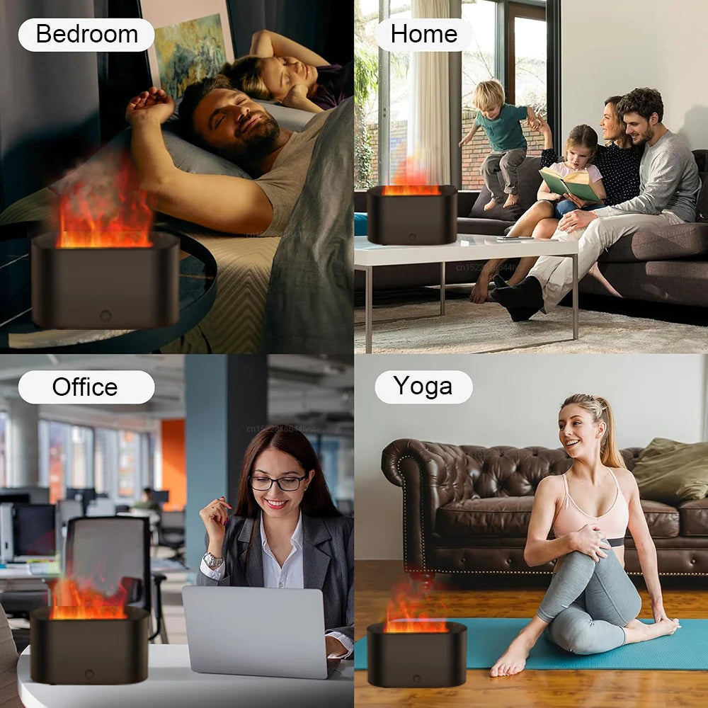 Aroma Diffuser with Flame Effect – USB Humidifier & Essential Oil Diffuser with Night Light