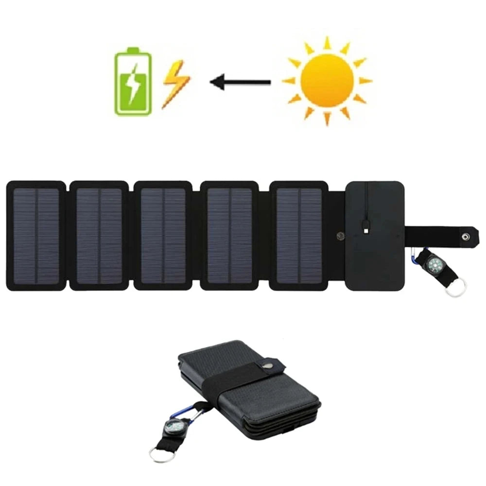 Foldable Solar Panel Charger – Portable USB Power Bank for Camping, Hiking & Travel