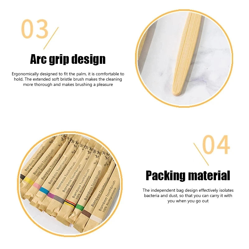 100-Pack Eco Bamboo Toothbrushes – Soft Bristles, Biodegradable & Reusable | Zero Waste Vegan Oral Care