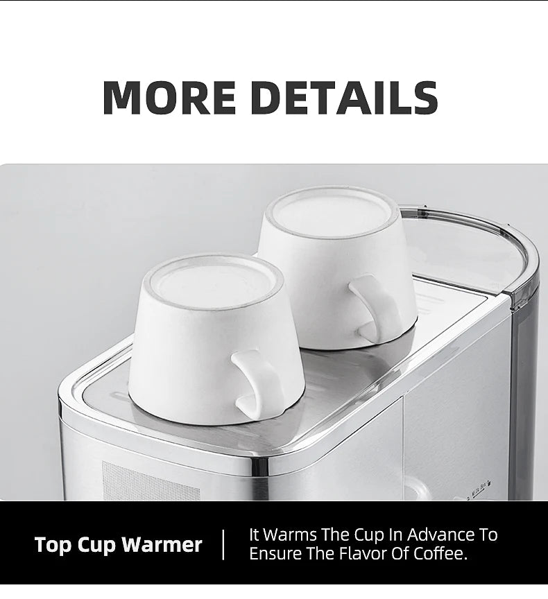 Caffel Pro Espresso Maker – Automatic Mill, Froth & Ground Coffee, 20 Bar Cappuccino Machine