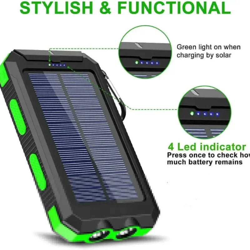 Ultra High-Capacity 200,000mAh Solar Power Bank – Dual USB, Waterproof, Built for the Wild