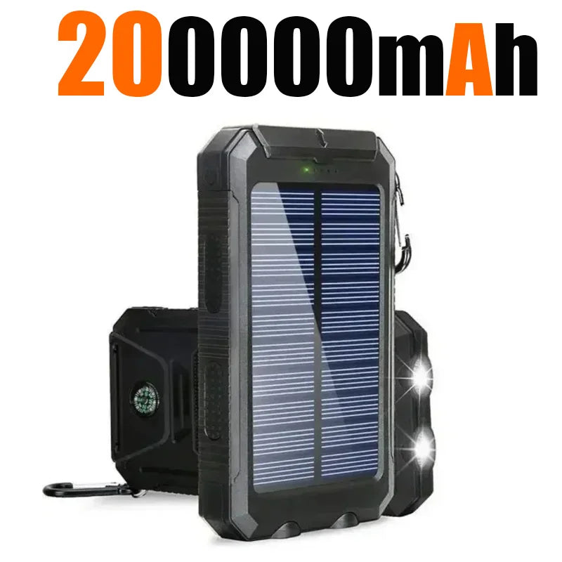 Ultra High-Capacity 200,000mAh Solar Power Bank – Dual USB, Waterproof, Built for the Wild
