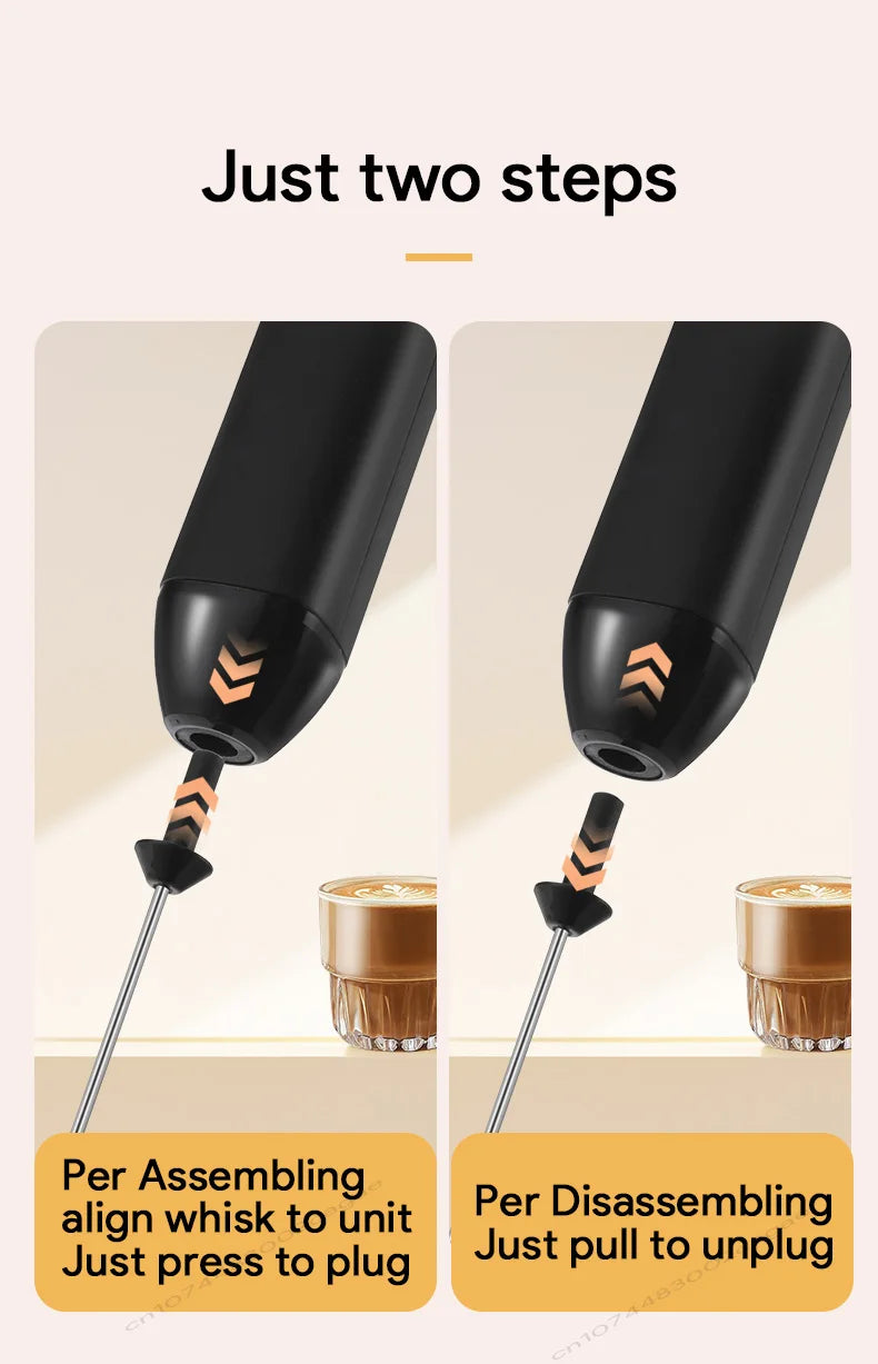 Electric USB Milk Frother – 3-Speed Rechargeable Coffee Foam Maker & Mixer Wand
