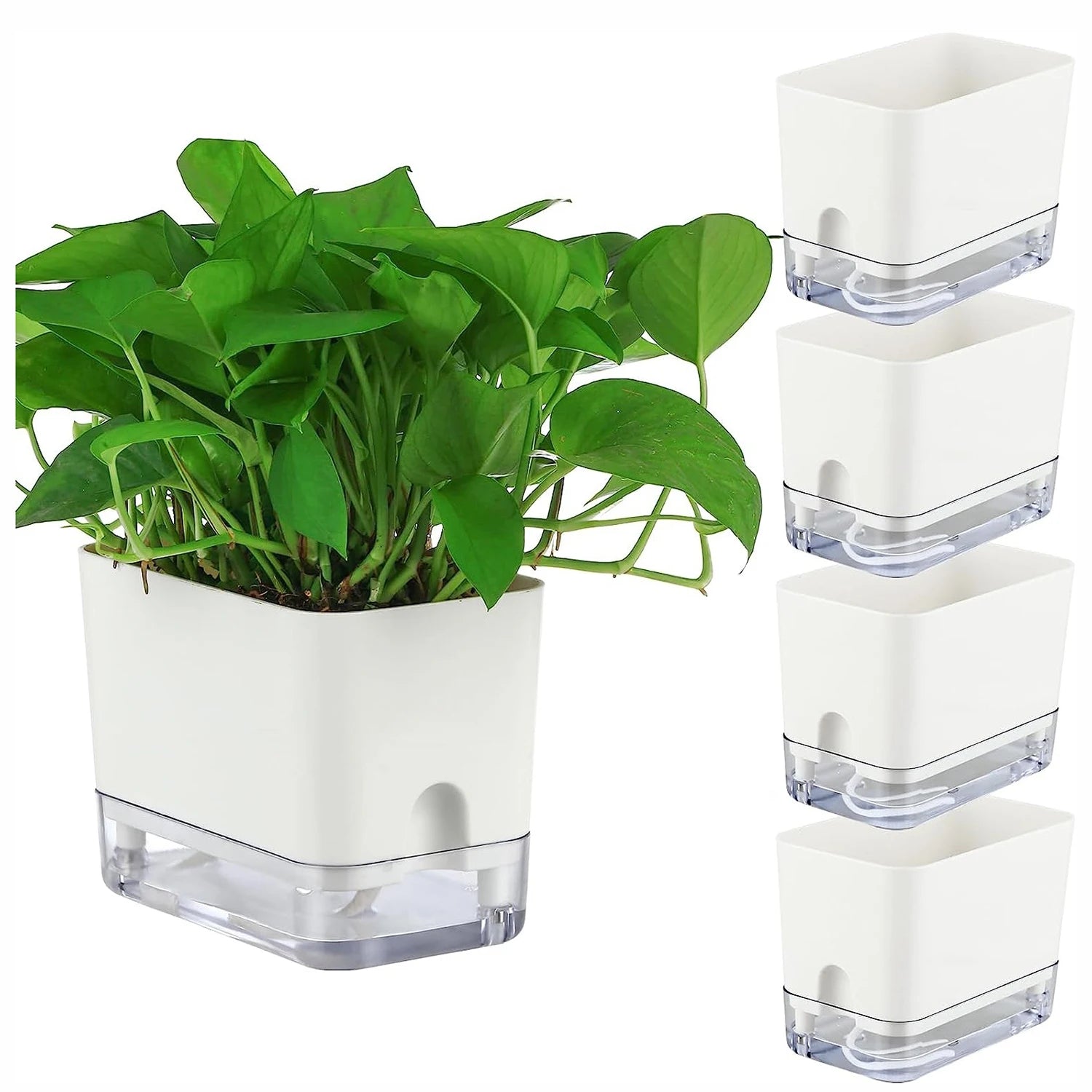 Lazy Self-Watering Plant Pot – Modern Double-Layer Design with Smart Cotton Wick | Indoor & Outdoor