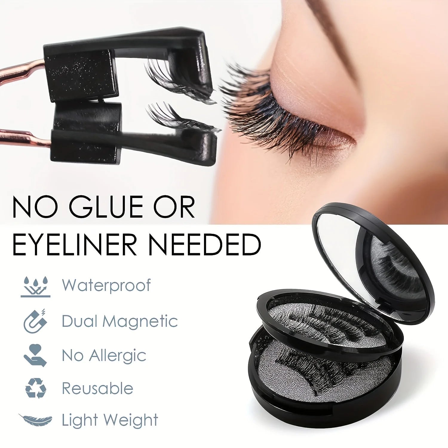 Magnetic  Eyelashes Kit - Natural Look  ,Waterproof& Reusable Beauty Must-Have