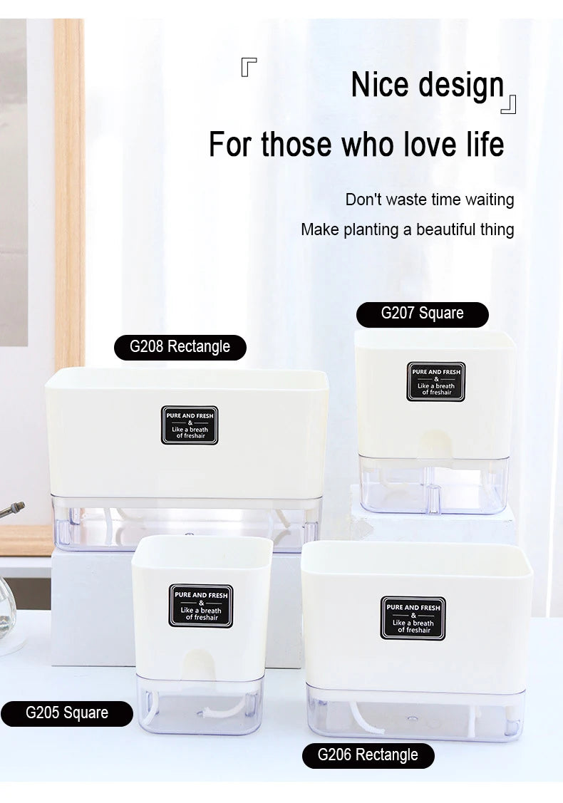 Lazy Self-Watering Plant Pot – Modern Double-Layer Design with Smart Cotton Wick | Indoor & Outdoor