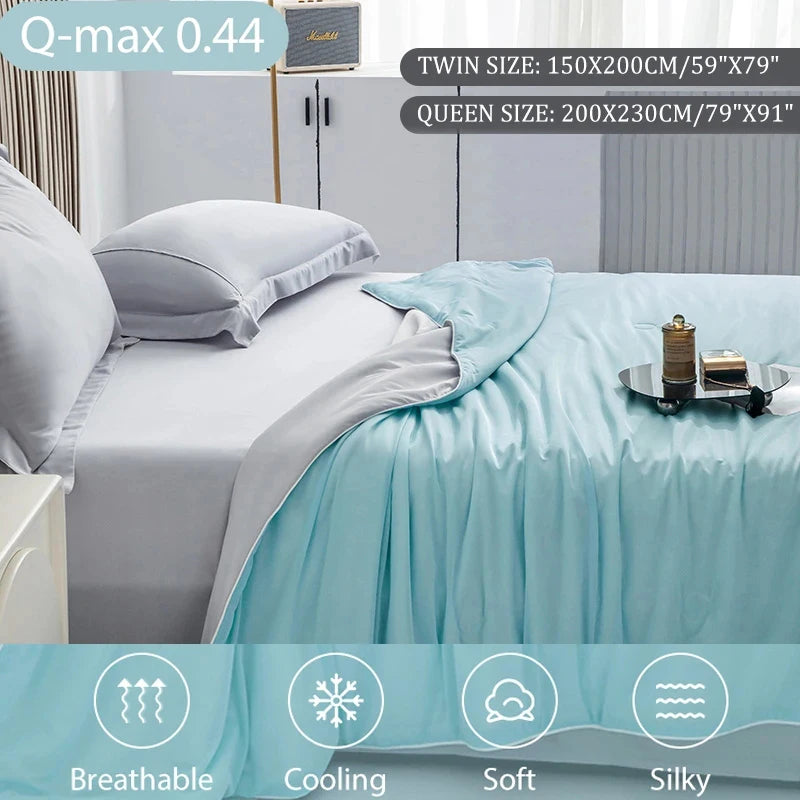 Cooling Blanket – Silky Lightweight Summer Comforter with Double-Sided Cooling Fabric