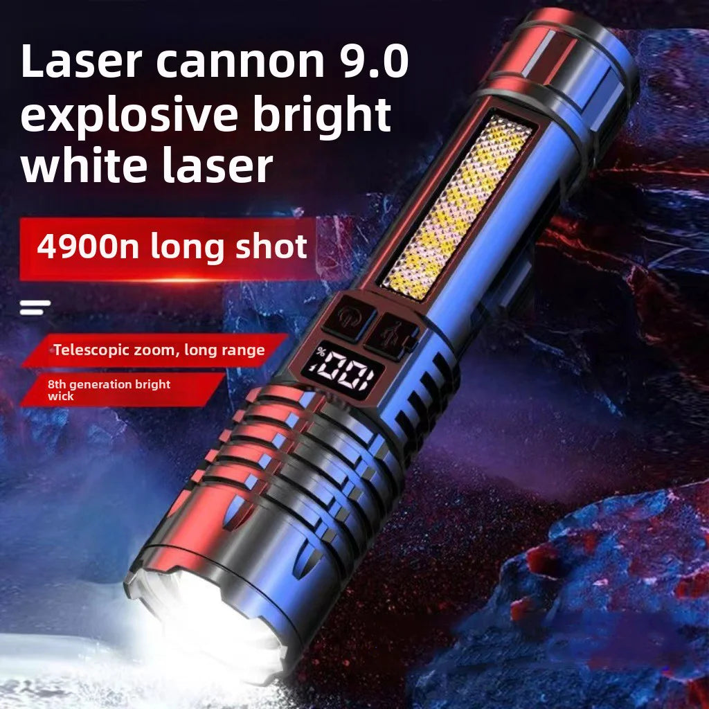 LED Tactical Flashlight – Rechargeable, Waterproof, Smart Display