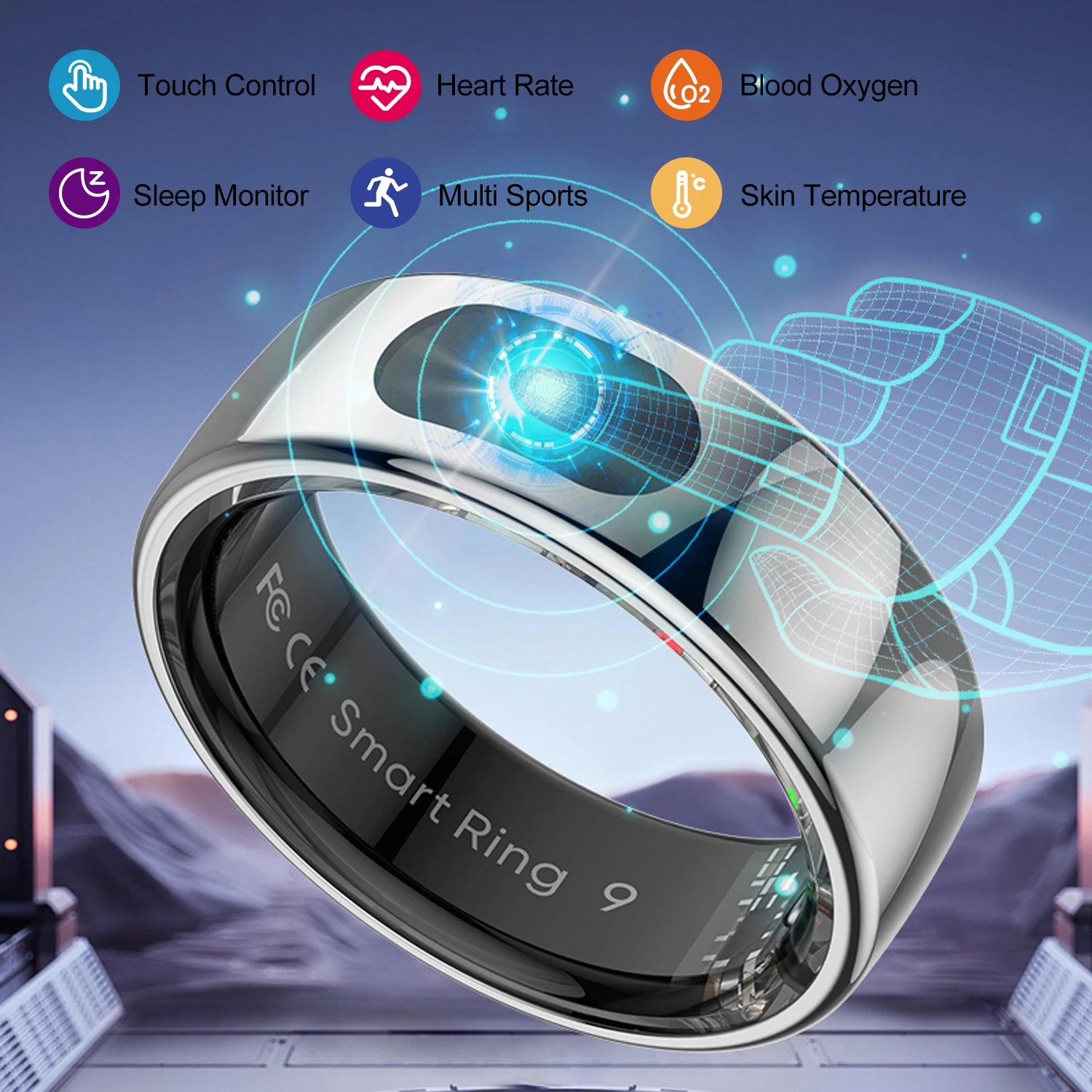 R08 Smart Ring – Touch Control, Health Monitor & Waterproof IP68, Skin Temp Tracker