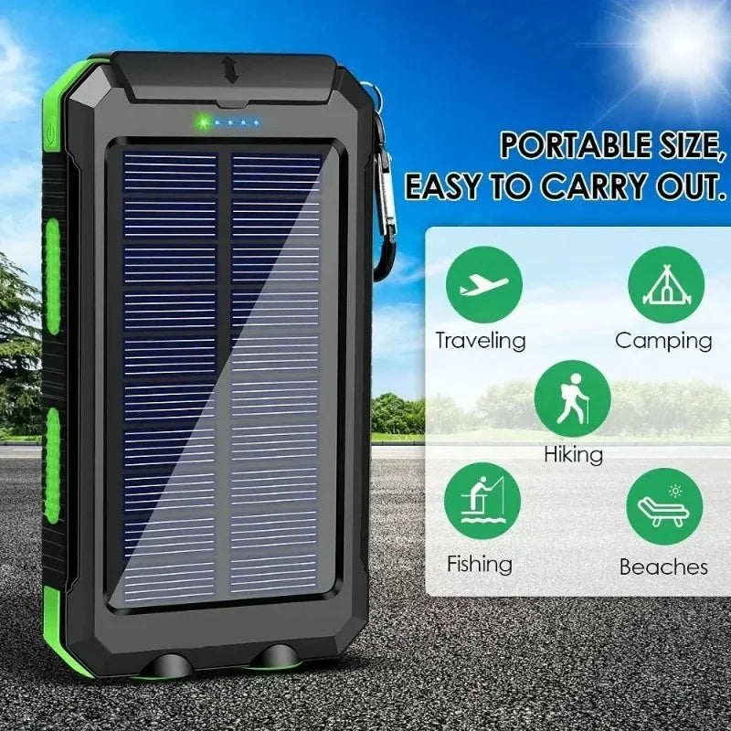Ultra High-Capacity 200,000mAh Solar Power Bank – Dual USB, Waterproof, Built for the Wild