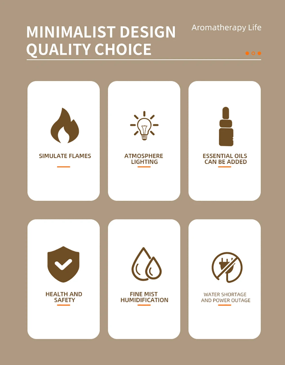 Aroma Diffuser with Flame Effect – USB Humidifier & Essential Oil Diffuser with Night Light