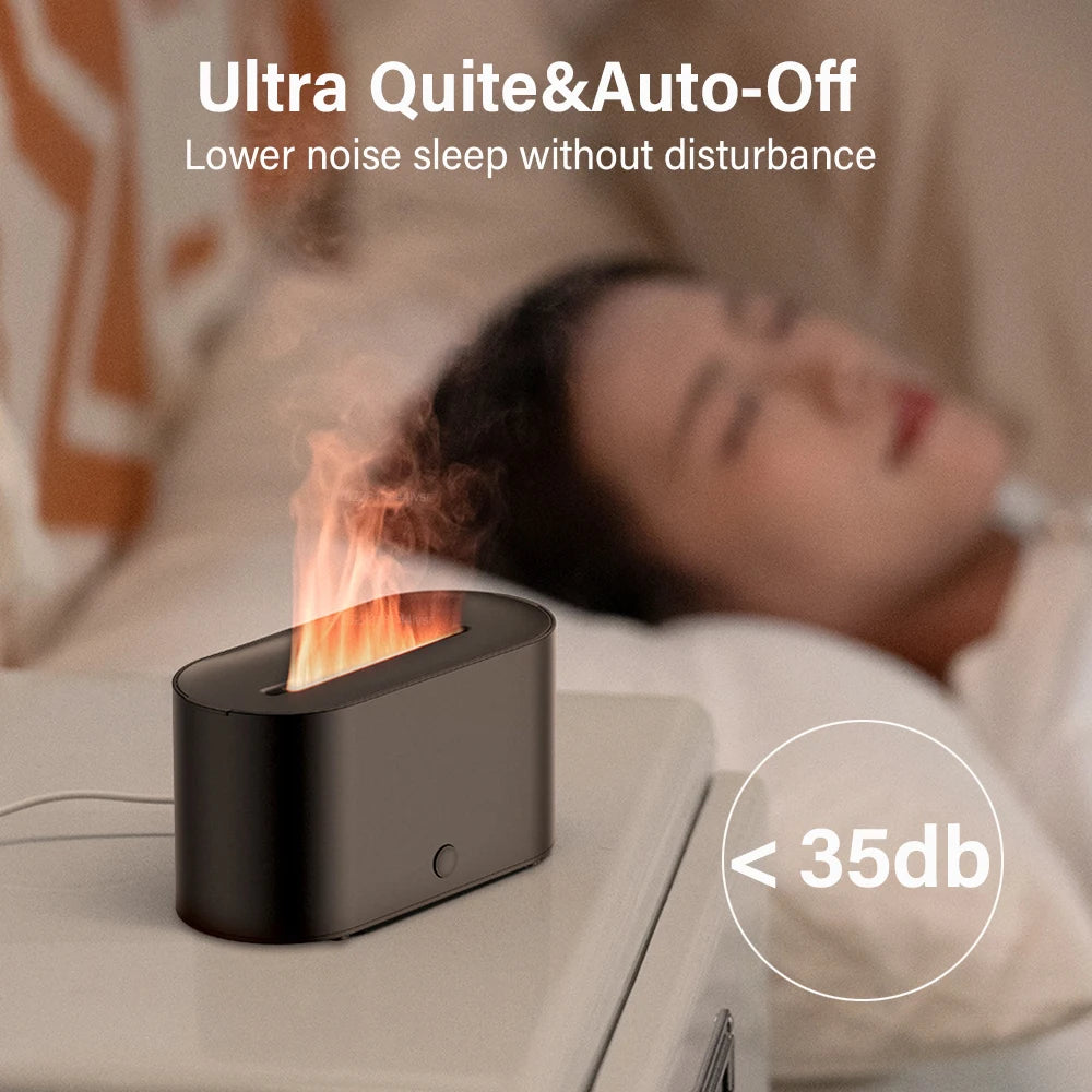 Aroma Diffuser with Flame Effect – USB Humidifier & Essential Oil Diffuser with Night Light
