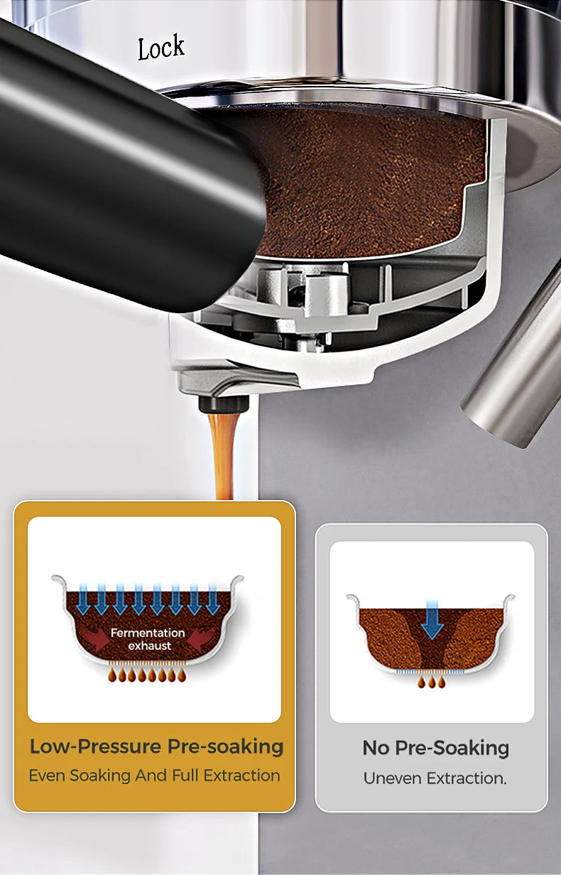 Caffel Pro Espresso Maker – Automatic Mill, Froth & Ground Coffee, 20 Bar Cappuccino Machine