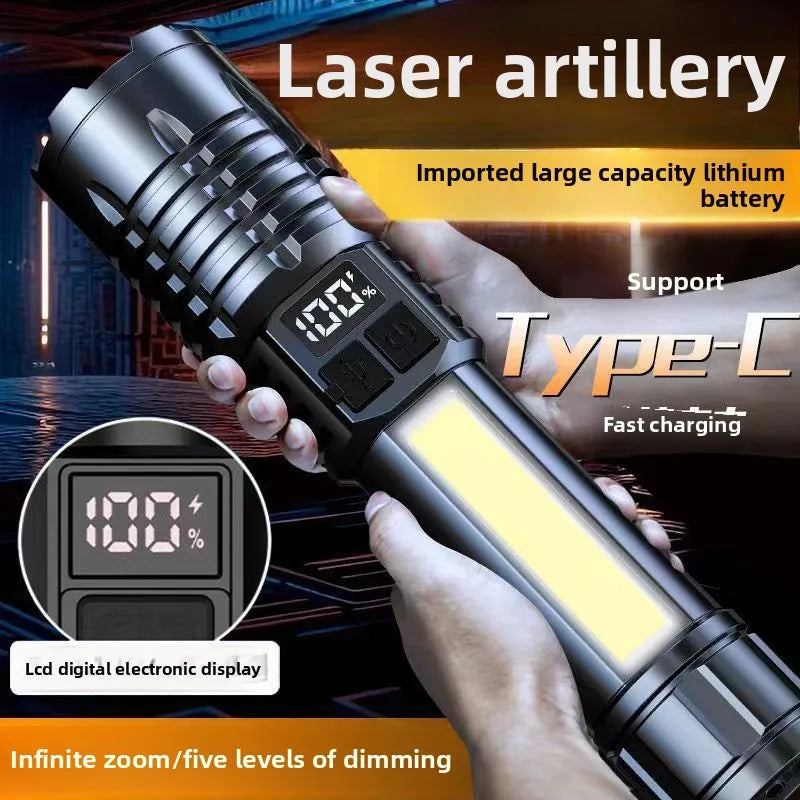 LED Tactical Flashlight – Rechargeable, Waterproof, Smart Display