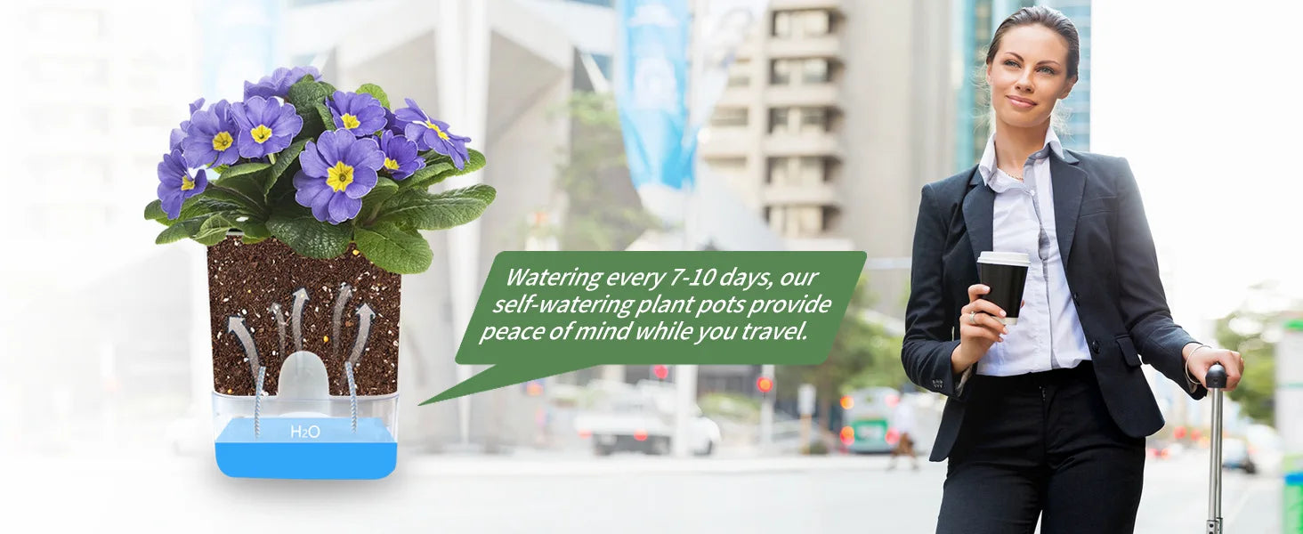 Lazy Self-Watering Plant Pot – Modern Double-Layer Design with Smart Cotton Wick | Indoor & Outdoor