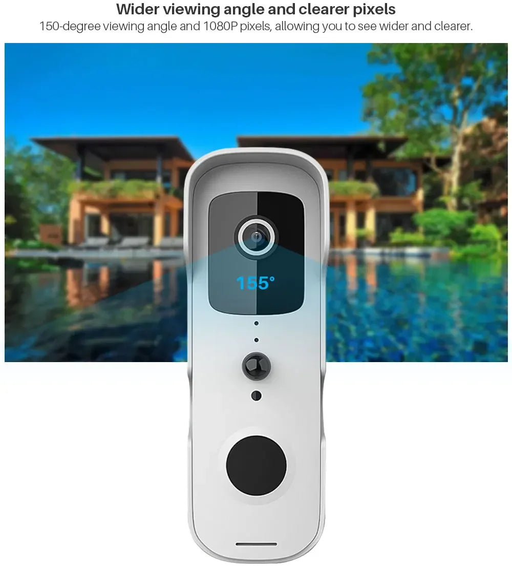 Smart 1080p Wi-Fi Video Doorbell – Two-Way Audio, Alexa Compatible, Wireless IP Home Intercom