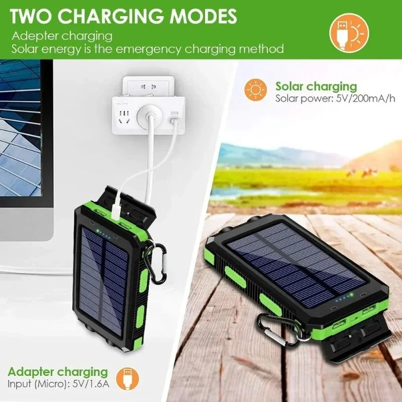 Ultra High-Capacity 200,000mAh Solar Power Bank – Dual USB, Waterproof, Built for the Wild