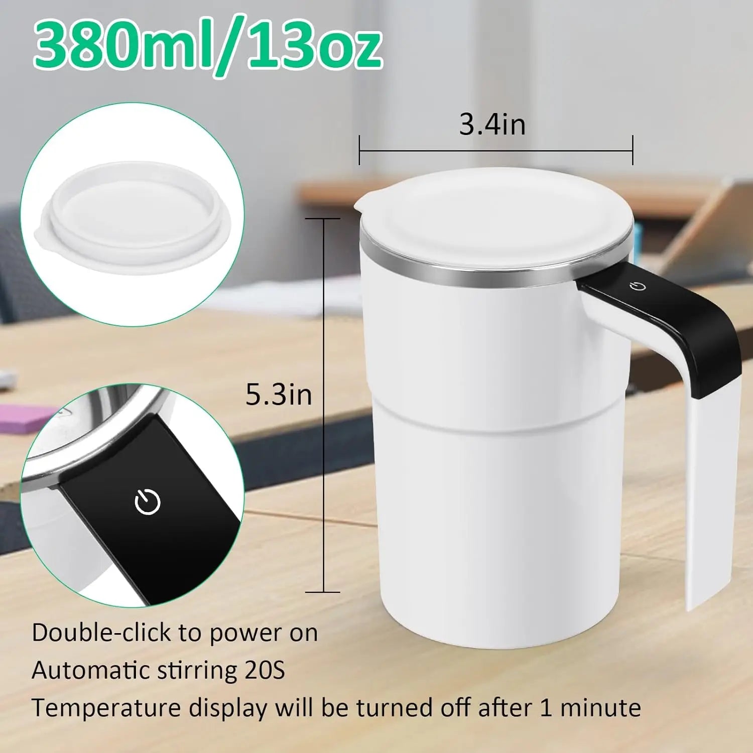 Smart Self-Mixing Magnetic Mug – USB Rechargeable Thermal Coffee Cup with LED Display