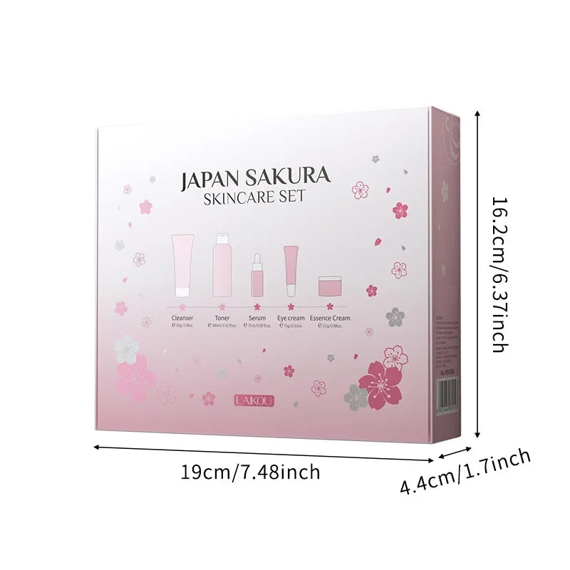 Korean Sakura Skincare Set – 5-Piece Hydration & Anti-Aging Kit by LAIKOU