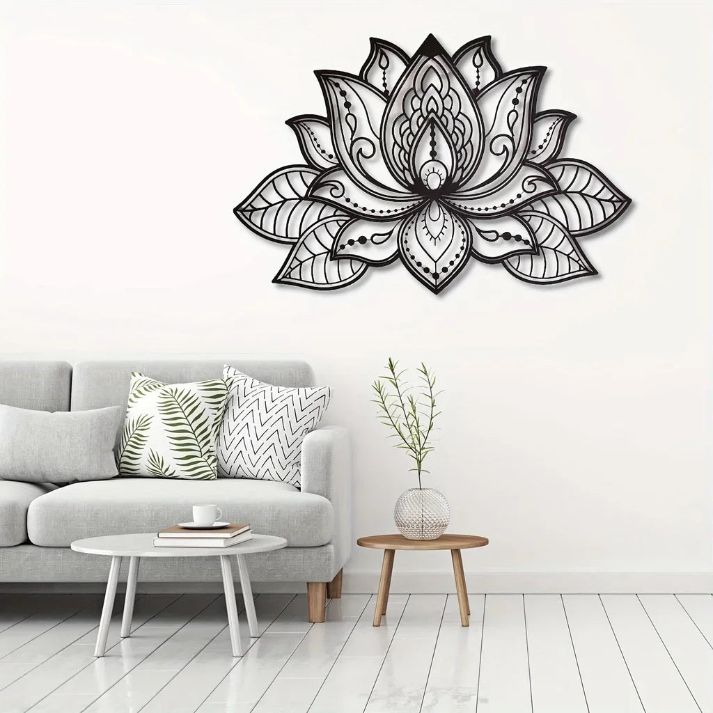 Lotus Mandala Metal Wall Art – Spiritual & Elegant Boho Decor for Home or Meditation Spaces，