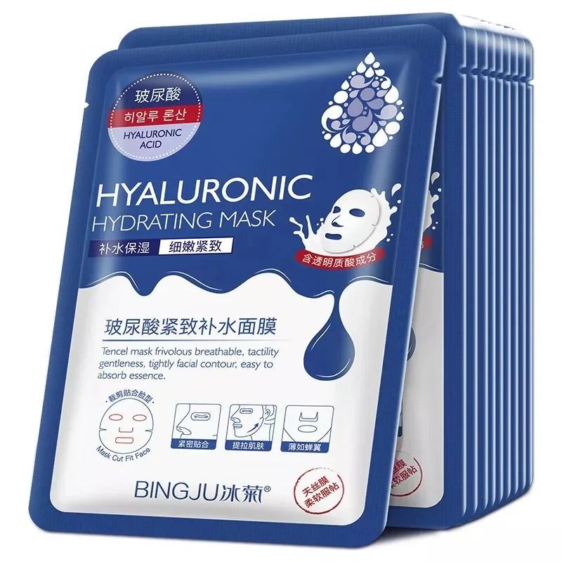 10x Hyaluronic Acid Face Masks – Intense Hydration & Pore Refining Sheet Mask Set