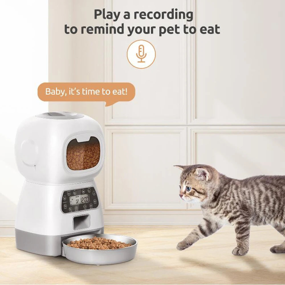 Smart Wi-Fi Automatic Pet Feeder 3.5L – Voice-Controlled Cat & Dog Food Dispenser with Timer & Slow-Feed System