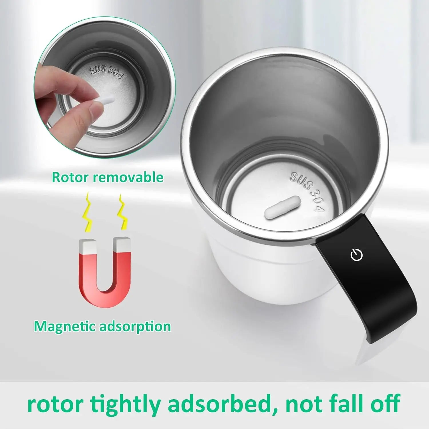 Smart Self-Mixing Magnetic Mug – USB Rechargeable Thermal Coffee Cup with LED Display