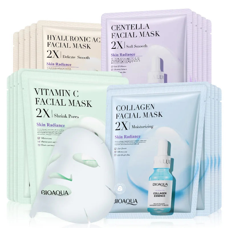 20x Centella + Collagen + Vitamin C Face Masks – BioAqua Complete Skin Renewal Set