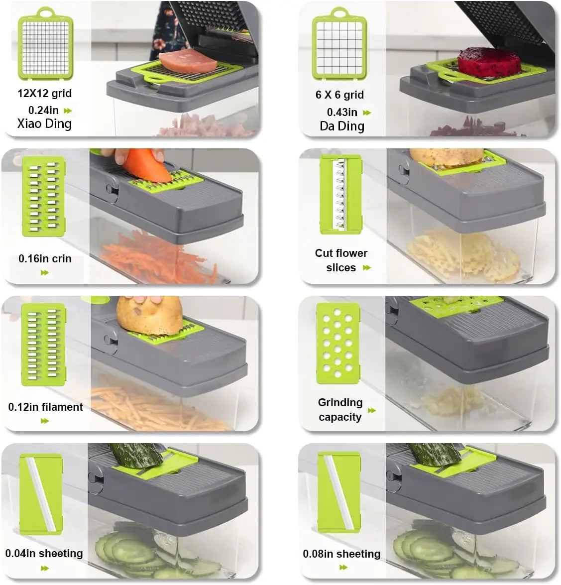 🍅 Slice, dice, grate & chop like a pro – all in one tool!