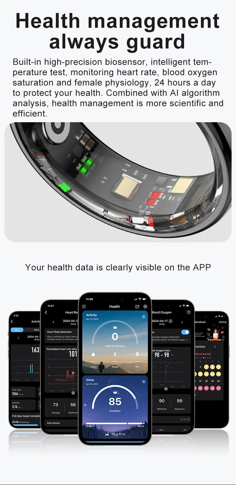 R08 Smart Ring – Touch Control, Health Monitor & Waterproof IP68, Skin Temp Tracker