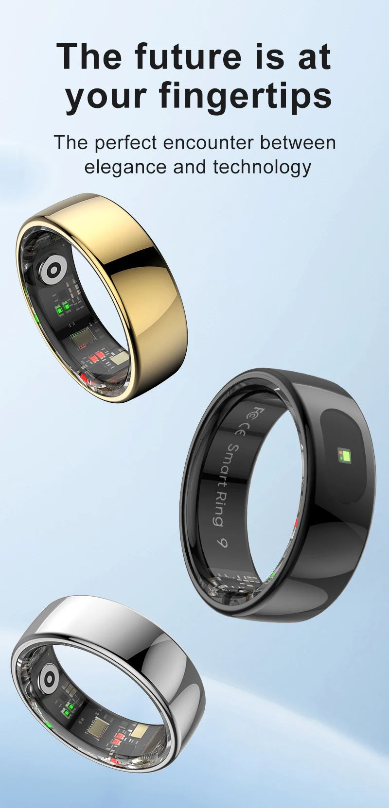 R08 Smart Ring – Touch Control, Health Monitor & Waterproof IP68, Skin Temp Tracker