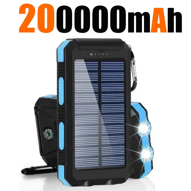 Ultra High-Capacity 200,000mAh Solar Power Bank – Dual USB, Waterproof, Built for the Wild