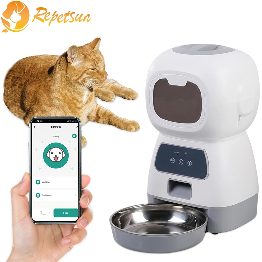 Smart Wi-Fi Automatic Pet Feeder 3.5L – Voice-Controlled Cat & Dog Food Dispenser with Timer & Slow-Feed System