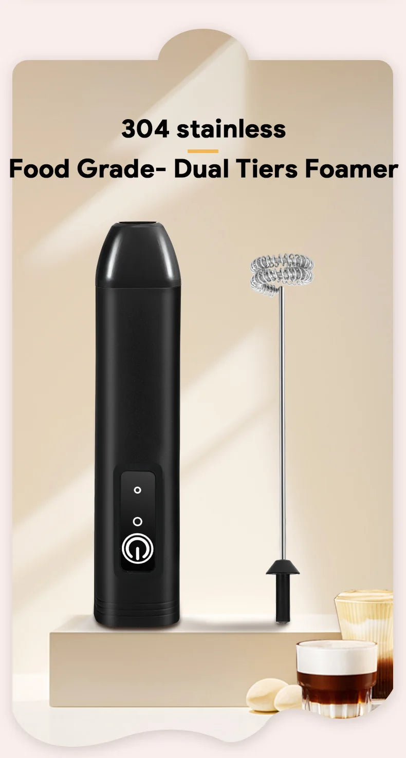 Electric USB Milk Frother – 3-Speed Rechargeable Coffee Foam Maker & Mixer Wand