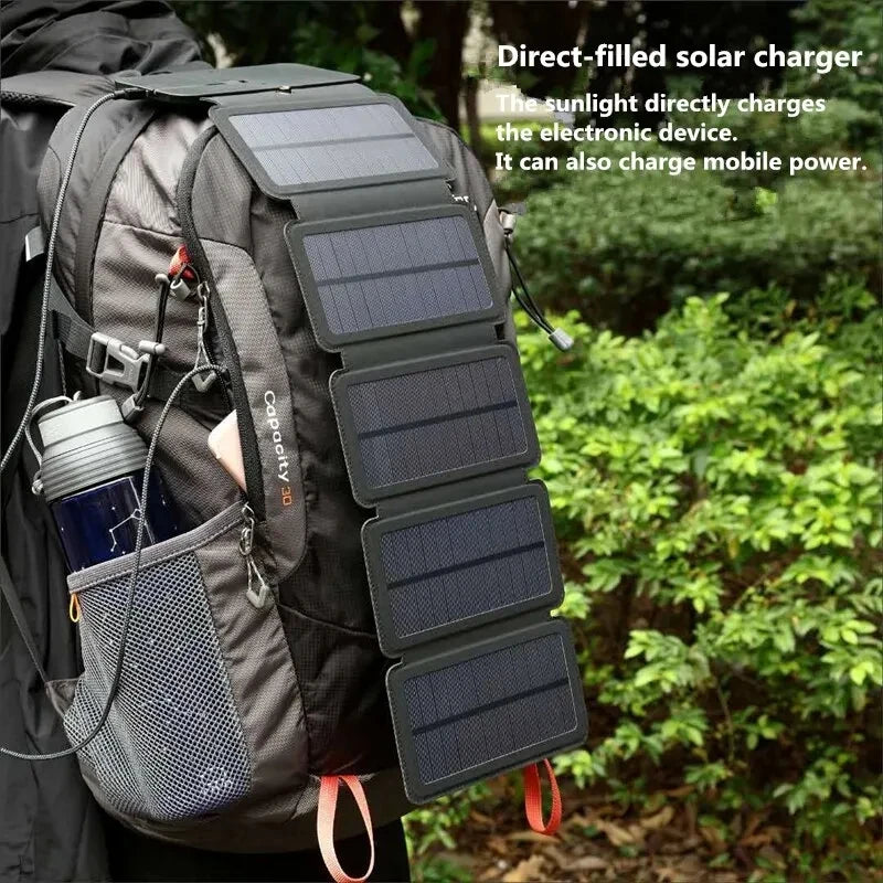 Foldable Solar Panel Charger – Portable USB Power Bank for Camping, Hiking & Travel
