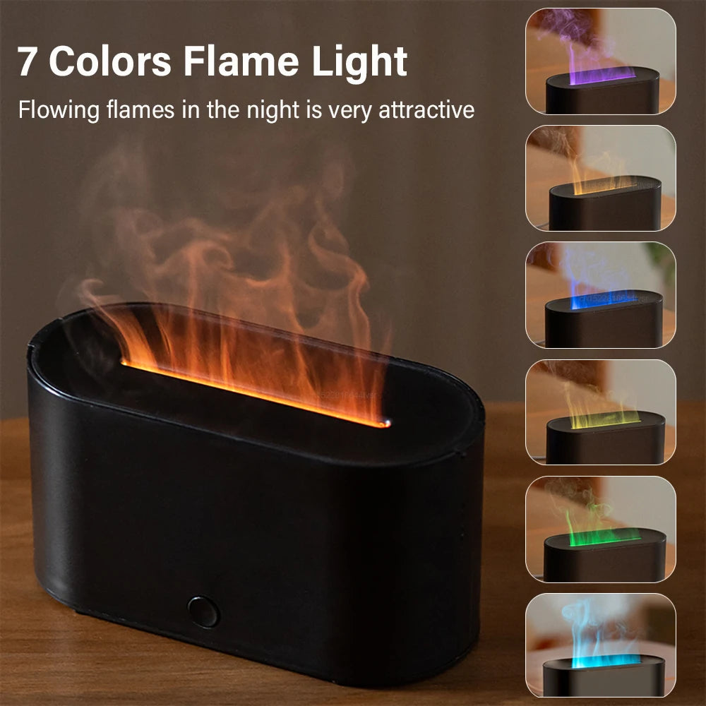 Aroma Diffuser with Flame Effect – USB Humidifier & Essential Oil Diffuser with Night Light