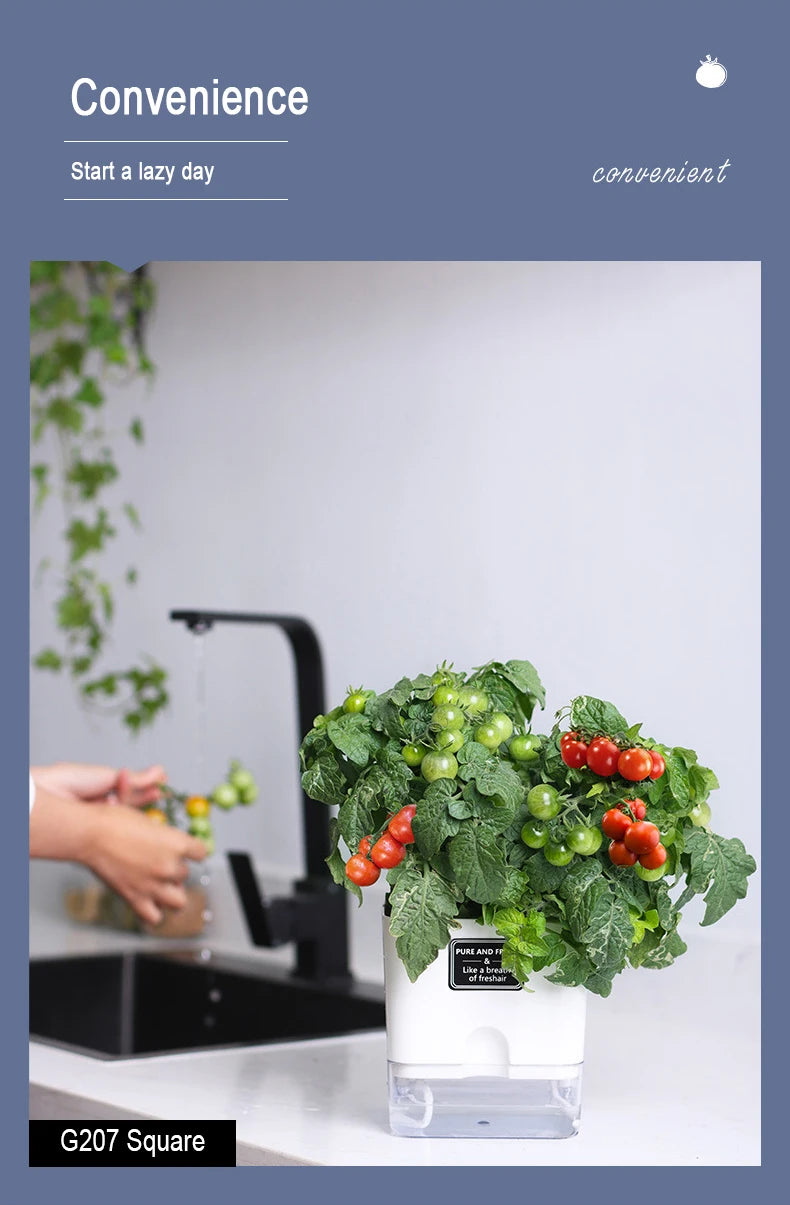 Lazy Self-Watering Plant Pot – Modern Double-Layer Design with Smart Cotton Wick | Indoor & Outdoor