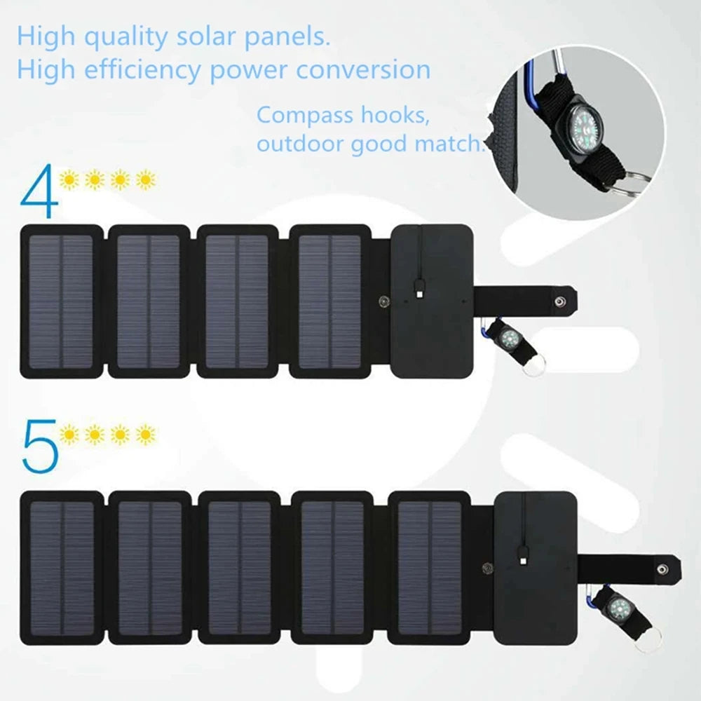 Foldable Solar Panel Charger – Portable USB Power Bank for Camping, Hiking & Travel