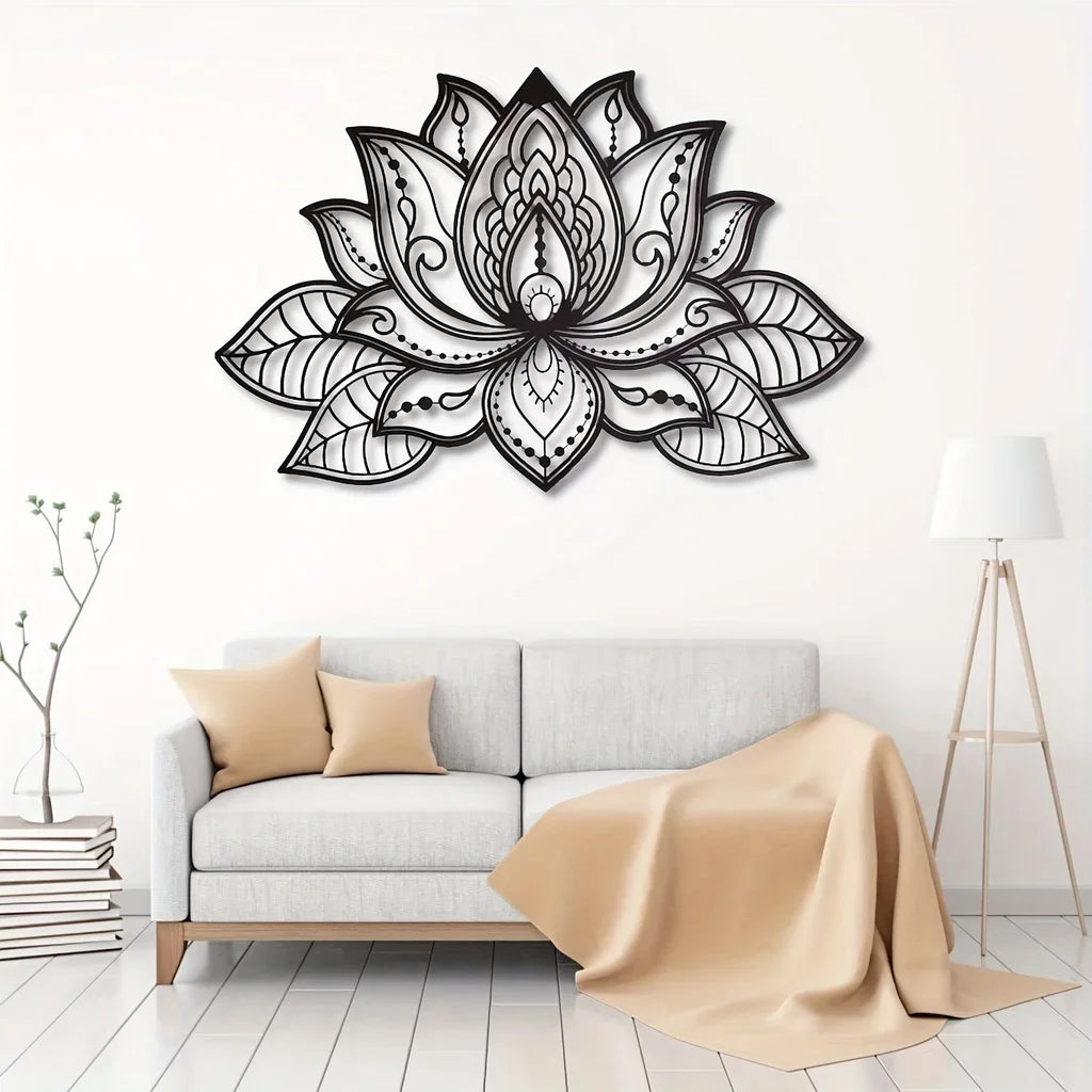 Lotus Mandala Metal Wall Art – Spiritual & Elegant Boho Decor for Home or Meditation Spaces，