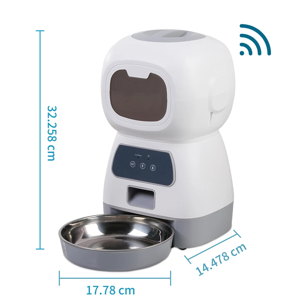 Smart Wi-Fi Automatic Pet Feeder 3.5L – Voice-Controlled Cat & Dog Food Dispenser with Timer & Slow-Feed System