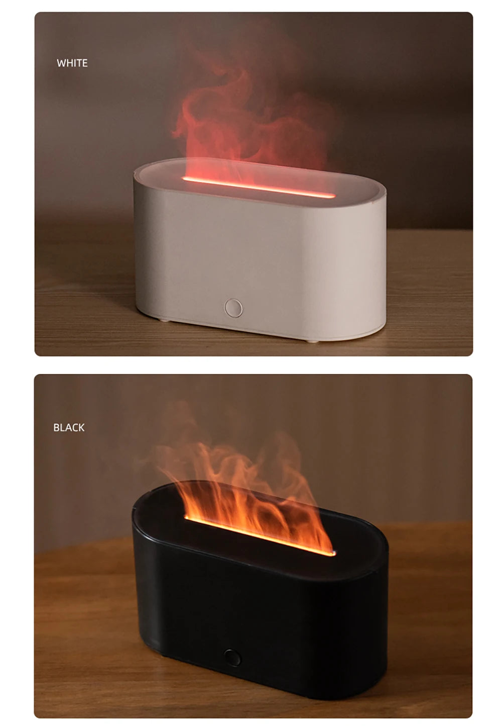 Aroma Diffuser with Flame Effect – USB Humidifier & Essential Oil Diffuser with Night Light