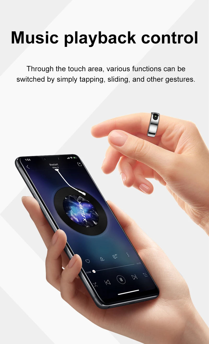 R08 Smart Ring – Touch Control, Health Monitor & Waterproof IP68, Skin Temp Tracker